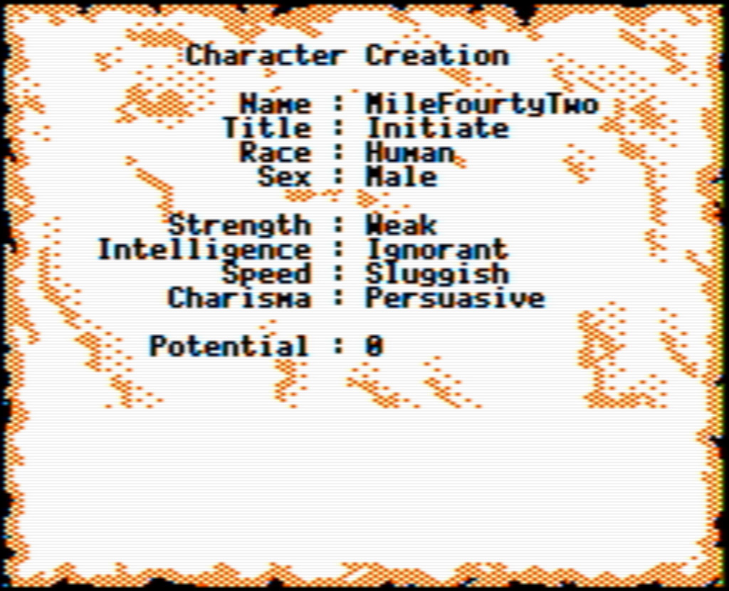 Character creation in the game.