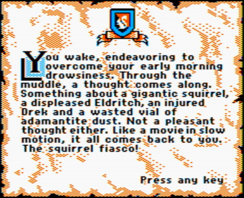 Page one of the introductory sequence for the game.